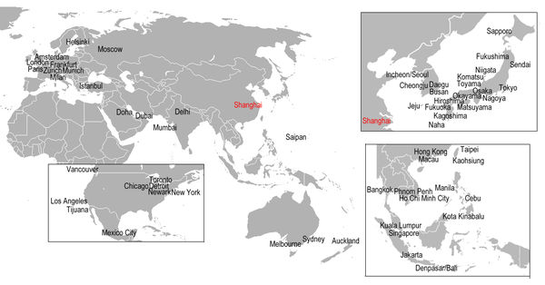 International Shipping Air routes from Hong Kong China